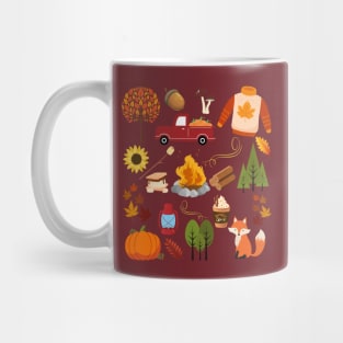 Fall Lover Collage Leaves Pumpkins Campfire Mug